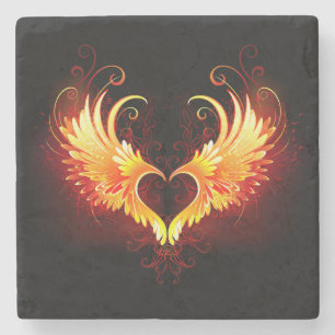 Dessous-de-verre En Pierre Cœur d'ange de feu avec des ailes