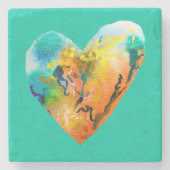 Dessous-de-verre En Pierre Coeur de graffiti d'aquarelle (Devant)