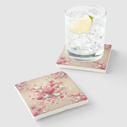 Dessous-de-verre En Pierre coeur de la Saint-Valentin (Côté)