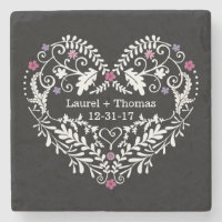 Coeur en filigrane personnalisé, noms de date de