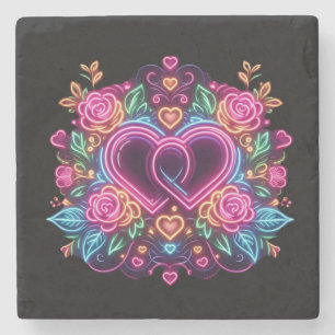 Dessous-de-verre En Pierre Coeur néon coloré Saint Valentin