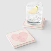 Dessous-de-verre En Pierre Coeur rose (Côté)