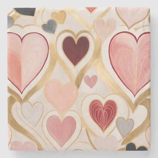 Dessous-de-verre En Pierre Coeurs d'amour (Devant)