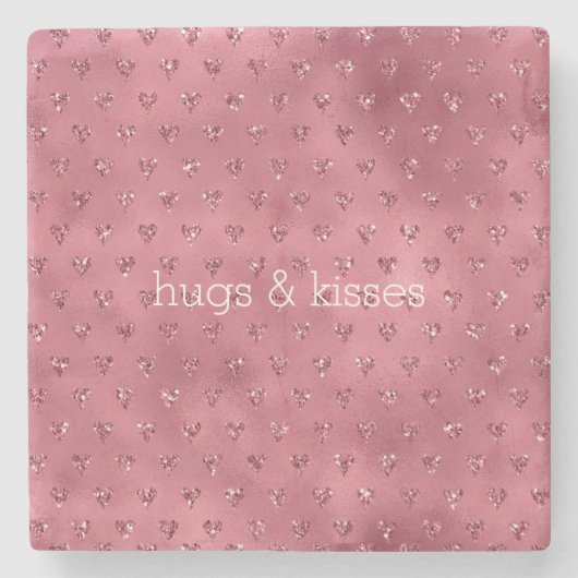 Dessous-de-verre En Pierre Coeurs de Parties scintillant rouge brillant (Devant)