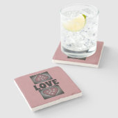 Dessous-de-verre En Pierre Coeurs en fleurs (Côté)