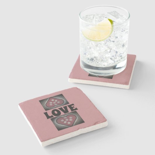 Dessous-de-verre En Pierre Coeurs en fleurs (Côté)