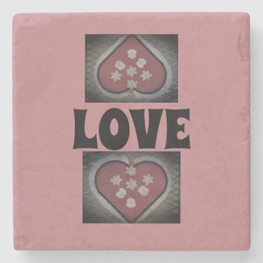 Dessous-de-verre En Pierre Coeurs en fleurs (Devant)