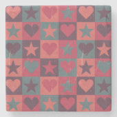 Dessous-de-verre En Pierre Coeurs et rose de profil sous convention (Devant)