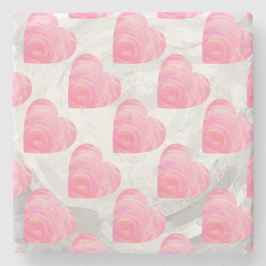Dessous-de-verre En Pierre Coeurs roses (Devant)