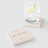 Dessous-de-verre En Pierre Cœurs roses blancs (Côté)