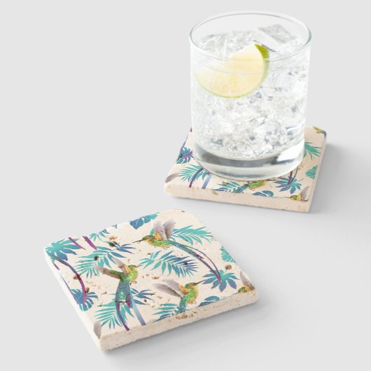 Dessous-de-verre En Pierre Colibri à queue longue tropicale (Côté)