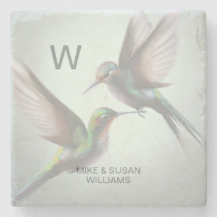 Dessous-de-verre En Pierre Colibri Ajouter monogramme Nom
