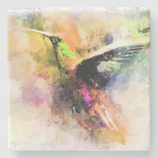 Dessous-de-verre En Pierre Colibri d'aquarelle (Devant)