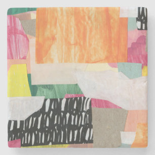 Dessous-de-verre En Pierre Collage art, moderne coloré abstrait.