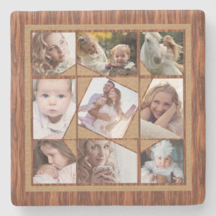 Dessous-de-verre En Pierre Collage de photos familiales 9 photos Instagram Pi