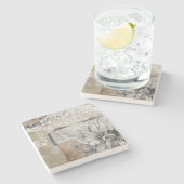 Dessous-de-verre En Pierre Collage Fleur II (Côté)