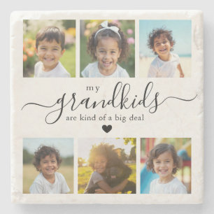 Dessous-de-verre En Pierre Collage photo de petits-enfants mignons pour grand