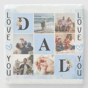 Dessous-de-verre En Pierre Collage photo personnalisé de Love You Dad - Perso