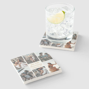 Dessous-de-verre En Pierre Collage photo romantique personnalisé Cadeau Anniv