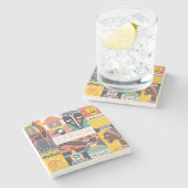 Dessous-de-verre En Pierre Collage symbolique africain d'art (Côté)