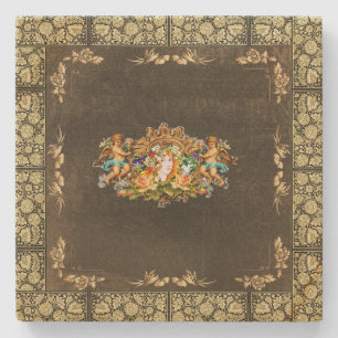 Dessous-de-verre En Pierre Collage vintage Retro avec dentelle et fleurs