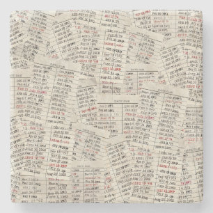 Dessous-de-verre En Pierre Collection de cartes Retro Library