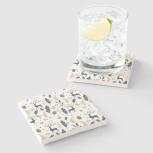 Dessous-de-verre En Pierre Collection de voeux de Noël pour les cerfs et les