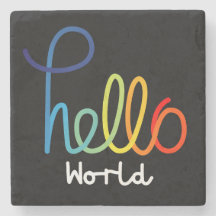 Coloré Hello World Stone Dessous de verre
