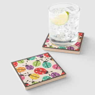 Dessous-de-verre En Pierre Coloré mignon Lady Bug Motif sans joint