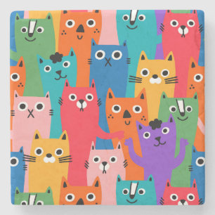 Dessous-de-verre En Pierre Colorful cats