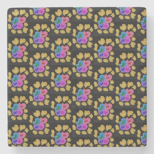 Dessous-de-verre En Pierre Colourful Hearts Design (Devant)