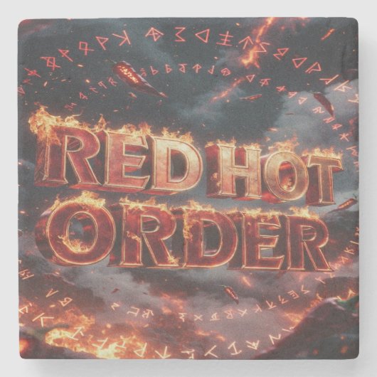 Dessous-de-verre En Pierre Commande Rouge Chaud (Devant)