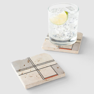 Dessous-de-verre En Pierre Composition (n° 1) Gris-Rouge Piet Mondrian