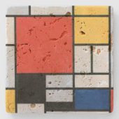 Dessous-de-verre En Pierre Composition Rouge, Jaune, Bleu, Noir | Mondriaan | (Devant)