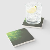 Dessous-de-verre En Pierre Conception abstraite verte de technologie (Côté)