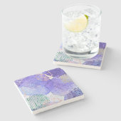 Dessous-de-verre En Pierre Conception abstraite violette (Côté)