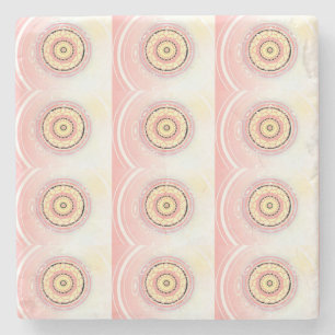 Dessous-de-verre En Pierre Conception artistique de style mandala rose et jau