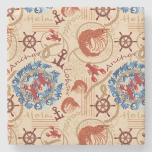 Dessous-de-verre En Pierre Conception de coeur Crustacé