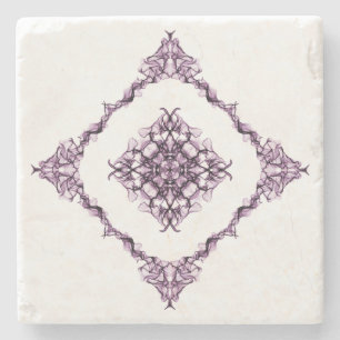 Dessous-de-verre En Pierre Conception de diamant fractal violet inspirée par