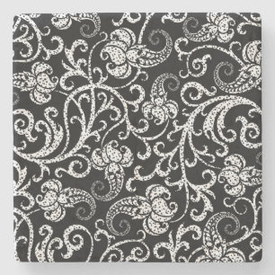 Dessous-de-verre En Pierre Conception de fleurs de dalmatien noir mignon