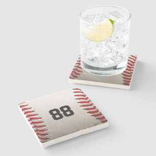 Dessous-de-verre En Pierre Conception de joueur de baseball avec numéro de ma
