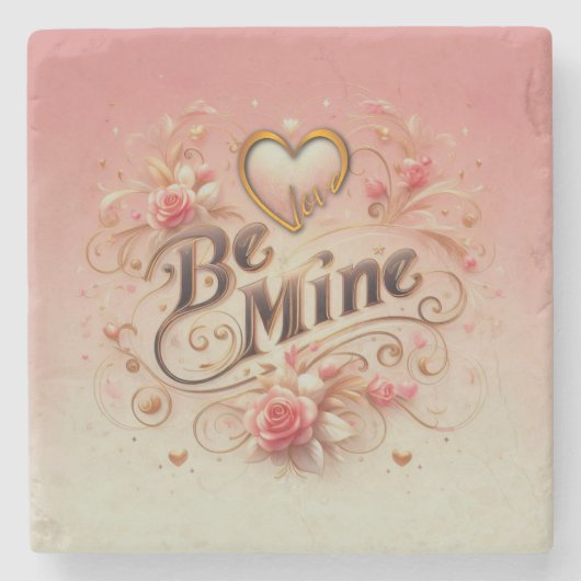 Dessous-de-verre En Pierre Conception de la Saint-Valentin Sois Mienne avec C (Devant)
