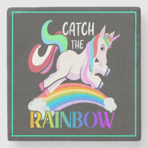 Dessous-de-verre En Pierre Conception de licorne arc-en-ciel Catch