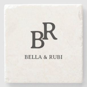 Dessous-de-verre En Pierre Conception de monogramme de mariage minimaliste él