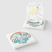 Dessous-de-verre En Pierre Conception de Pittsburgh, paysage urbain de la (Côté)