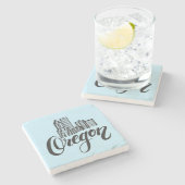 Dessous-de-verre En Pierre Conception de typographie de l'Orégon (Côté)