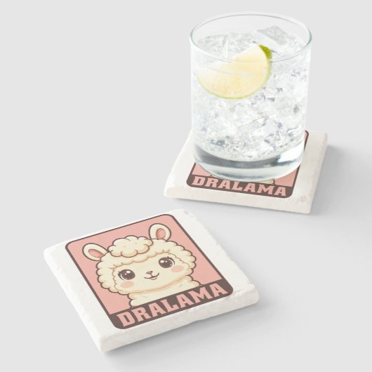 Dessous-de-verre En Pierre Conception d'illustration de lama mignon (Côté)