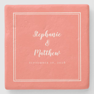 Dessous-de-verre En Pierre Conception minimaliste personnalisée de mariage co