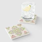 Dessous-de-verre En Pierre Conception rose de papier peint de motif, imprimée (Côté)