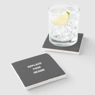 Dessous-de-verre En Pierre Conception simple noire personnalisée Ajouter une